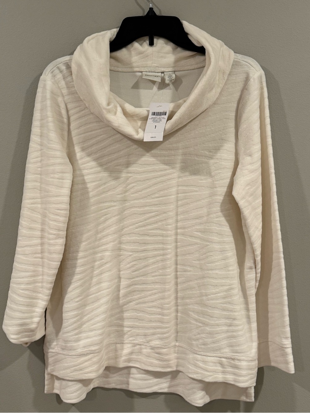 Zenergy Soft Popover Women's Ivory Cowl Neck Sweater by Chicos NEW Size Small